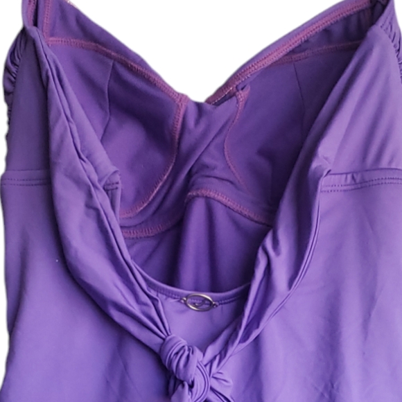 Jantzen Draped Surplice Purple One Piece Swimsuit Aqua Slimming V-Neck Size 10 - Picture 3 of 16